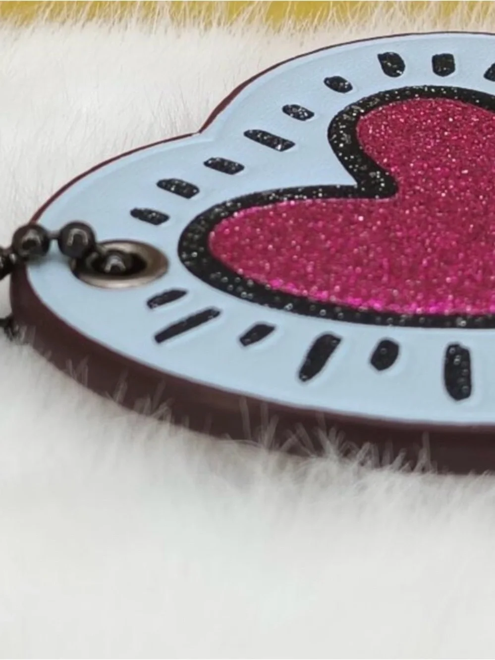 Coach Pink Glitter Heart Key Holder Bag Charm